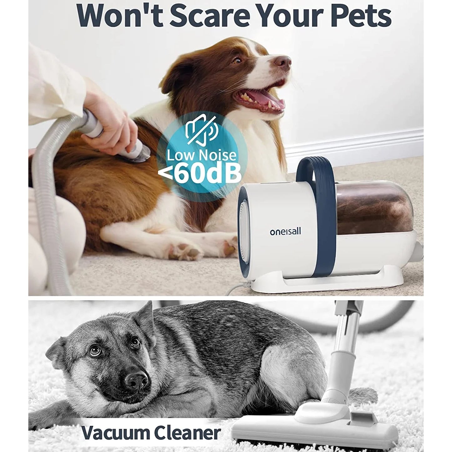 7 in 1 Dog Grooming Kit, Low Noise Pet Grooming Vacuum with 1.5 L Dust Cup, Dog Vacuum for Shedding Grooming, with 7 Professional Grooming Tools for Dogs Cats Pet Hair &Home Cleaning, Purple